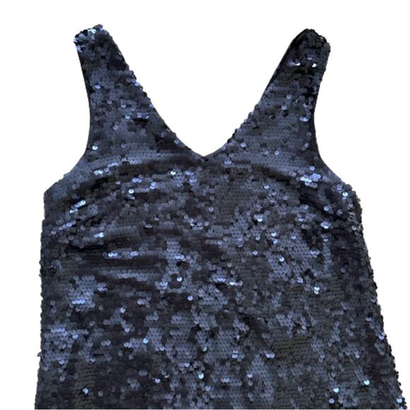 K/Lab Dress Navy Blue Sequins V-Neck Sleeveless Party Midi Dress Size Small - Picture 8 of 12
